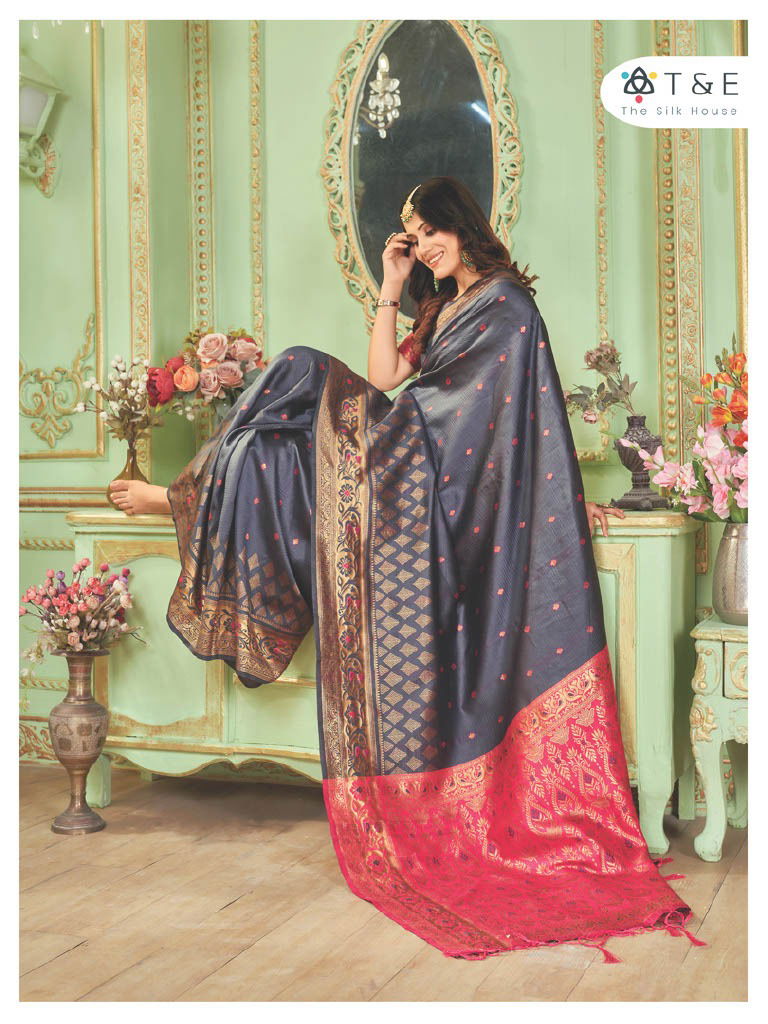 T And E Anika Silk Colors Party Wear Sarees Catalog